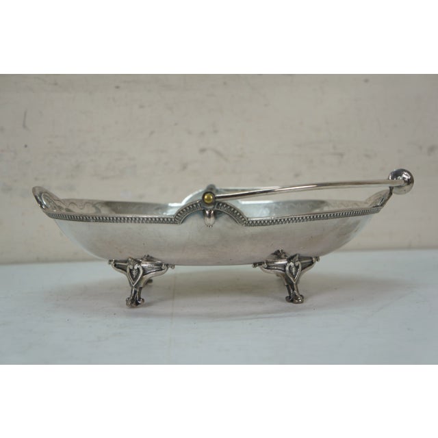 Silver Antique Parker & Casper Neoclassical Silverplate Footed Bread Basket Compote 11" For Sale - Image 8 of 13