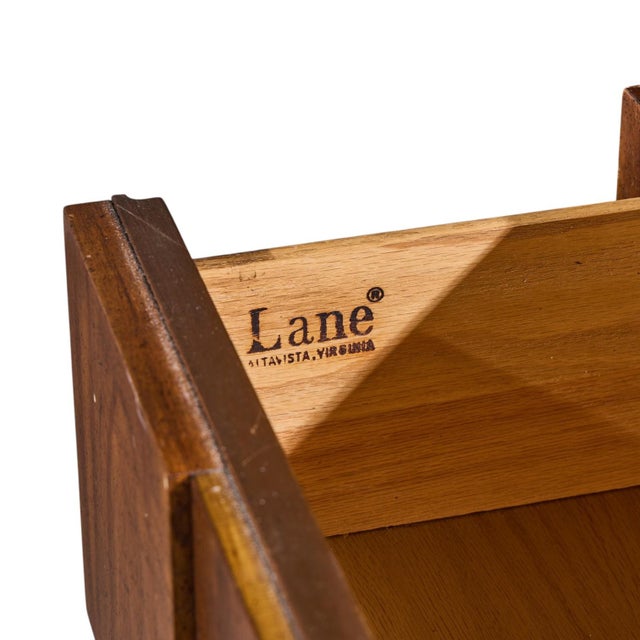 Lane Staccato Brutalist Mid Century Walnut Lowboy Dresser For Sale - Image 10 of 10