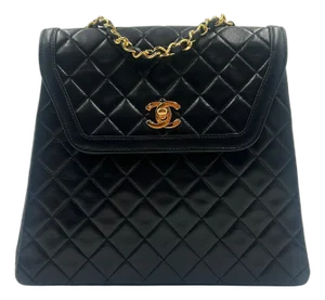 Chanel Black Quilted Trapeze Flap Shoulder Bag 1990