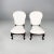 Italian 19th-century style wooden and white fabric armchairs, 1930s Pair of armchairs with padded seats upholstered in...
