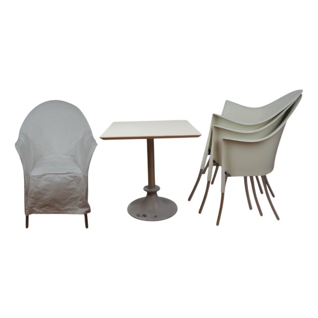Italian Lord Yo Chairs and Lord Yi Square Table by Philippe Starck for Driade, 1990s, Set of 5 For Sale