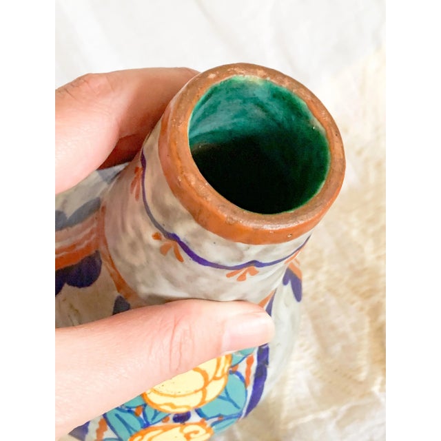 1920s 1920s French Art Nouveau Polychrome Pottery Vase by Louis Dage, Signed For Sale - Image 5 of 12