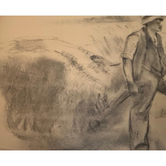 Heinrich Pforr, Uncle Wilhelm Bauer, Working in the Fields in the Schwalm Region, Charcoal on Paper For Sale - Image 11 of 13