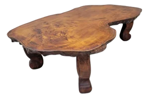 Mid 20th Century Nakashima Style Live Edge Low Profile Rustic Coffee Table