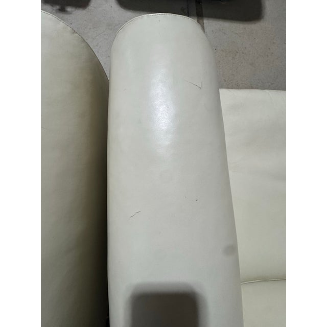 White Pair of Vintage White Leather Ralph Lauren Club Chairs For Sale - Image 8 of 11