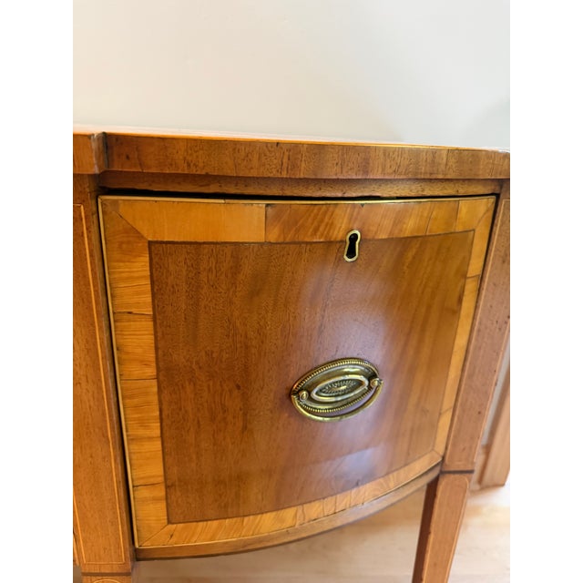 Late 19th Century Antique Sheraton Style Inlaid Mahogany Bow-Front Sideboard For Sale - Image 5 of 9