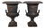 Pair of Antique French Cast Iron Campana Garden Urns With Lion Mask Handles 24" For Sale
