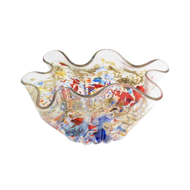 Confetti Art Glass Bowl Signed by Ion Tamaian Chairish