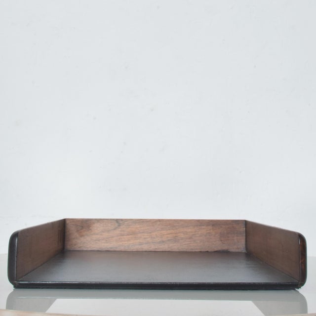 Sleek Modern Office Desk Inbox Outbox Paper Organizer Tray Walnut Wood ...
