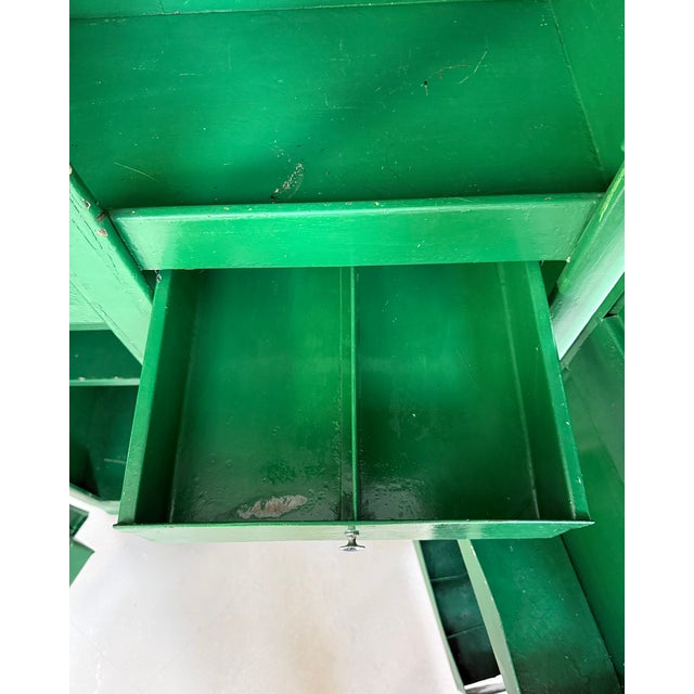 Vintage Green Metal Cabinet, 1950s For Sale - Image 9 of 14