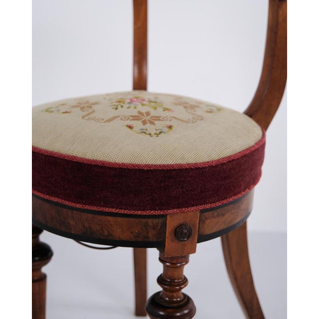 Small Piano Stool in Polished Walnut with Marquetry, 1880 For Sale - Image 6 of 12