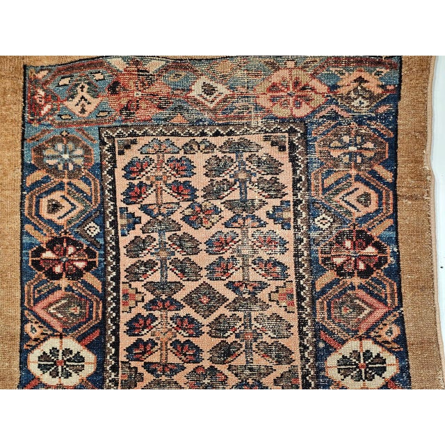 Vintage Malayer Area Rug, Hand-Knotted Wool, Allover Geometric Design, Camelhair & Blue, 3x6 For Sale In Chicago - Image 6 of 13