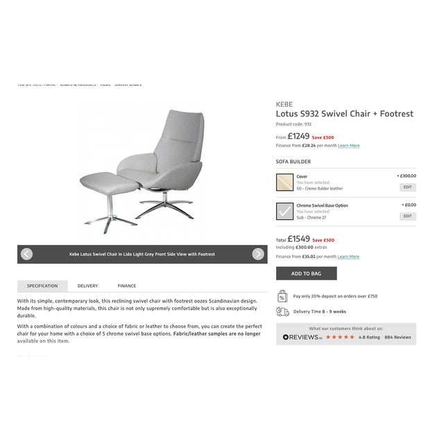 Set of Reclining and Swiveling Leather Armchair with Ottoman Lotus Model by Kebe A/S, Denmark For Sale - Image 15 of 16