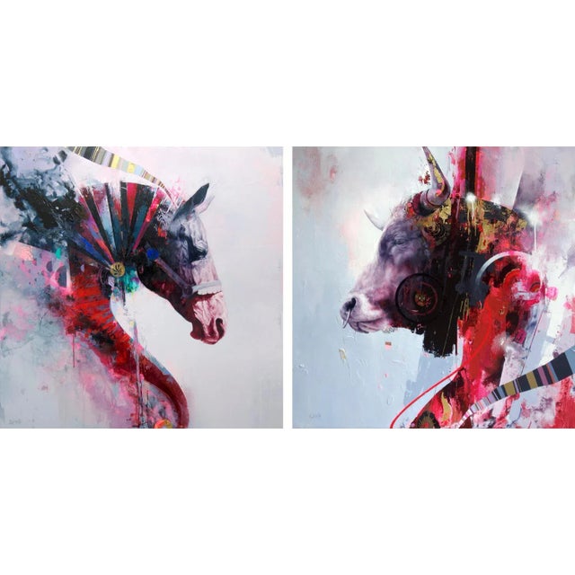 Quintessence, Contemporary Abstract Horse with Bold Colors, Layered Texture, 2019 For Sale - Image 7 of 8