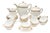 Tea Set for 12, Limoges Porcelain, Gold Rim, Classic Greek Key Pattern (27 Pieces), 1930s, Set of 27 For Sale