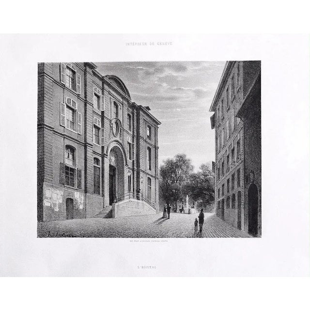 The Interior of Geneve is an original Lithograph by Antonio Fontanesi in the 19th century. The state of preservation of...