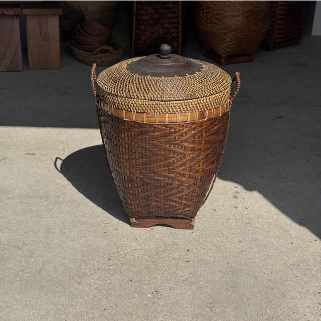 Large Indonesian Brown Basket For Sale - Image 9 of 18