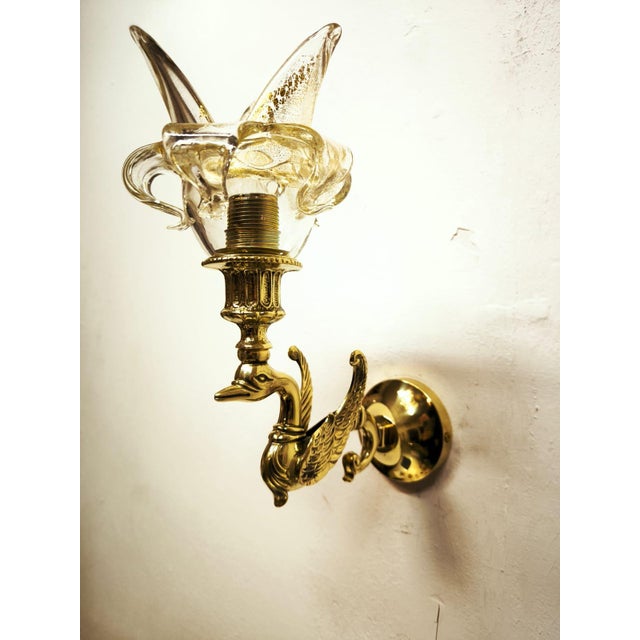 Swan Wall Lamp with Murano Glass, 1970s For Sale - Image 6 of 13