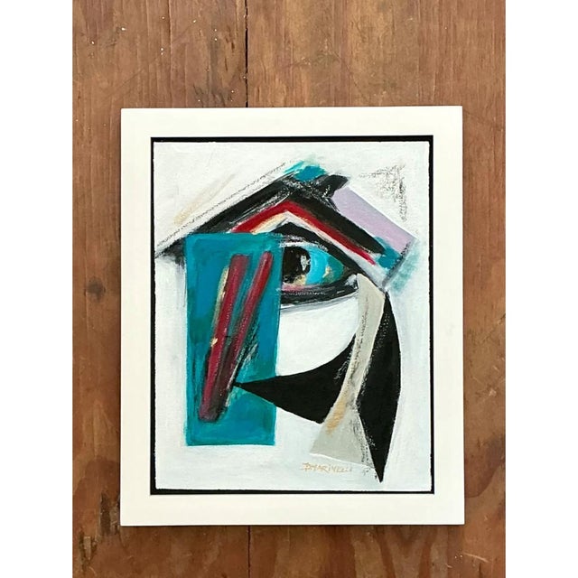 Vintage Original Abstract Oil Painting on Canvas For Sale - Image 4 of 12