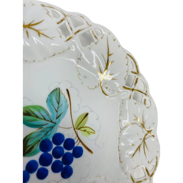 Vintage Numbered Reticulated Porcelain Hand Painted Fruit Accent Plates a Set of 4 For Sale - Image 10 of 13