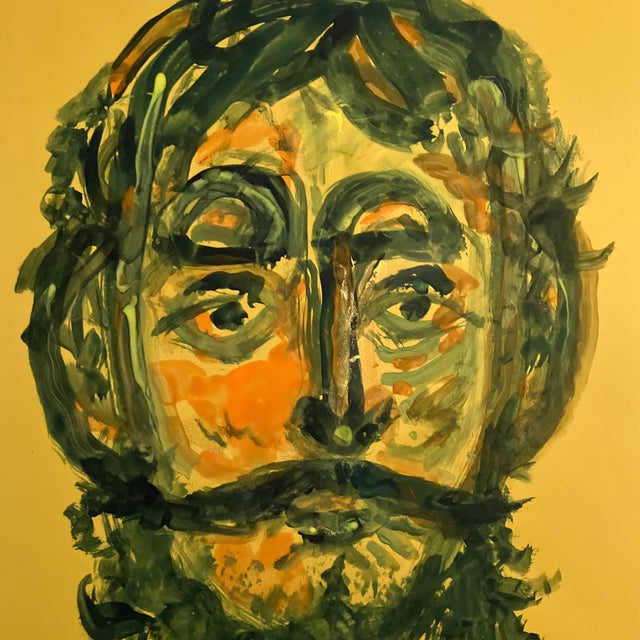 Contemporary Contemporary Original Abstract E.J.Hartmann Abstract Male Portrait Painting Signed For Sale - Image 3 of 4