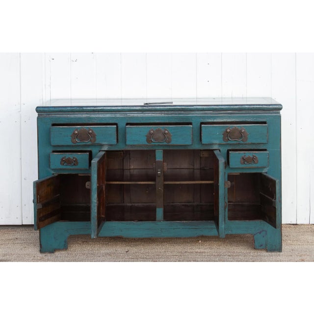 1950s Providence Blue Lacquered Tianjin Credenza For Sale - Image 5 of 10