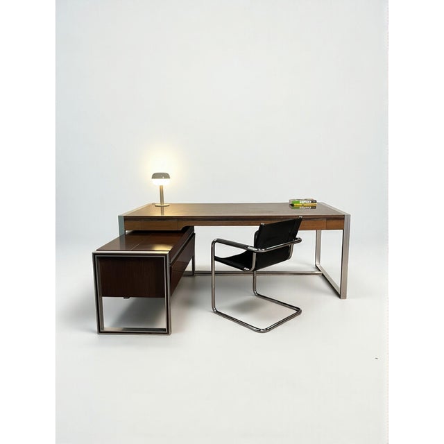 Large Double-Sided Ministers Desk in Varnished Rosewood by Claude Gaillard for Ligne Roset, 1970s, Set of 2 For Sale - Image 9 of 18