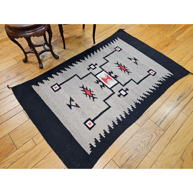 Vintage Native American Navajo Rug, Wool & Cotton, Storm Pattern Design, 4x6 For Sale - Image 4 of 12