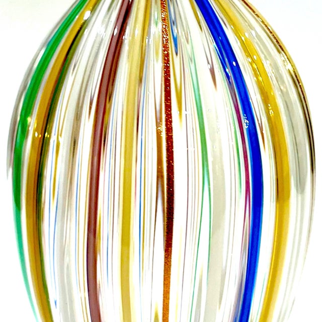 1990's Murano Attributed Glass Canne Striped Vase in the Manner of Fabiano Zanchi For Sale - Image 9 of 12