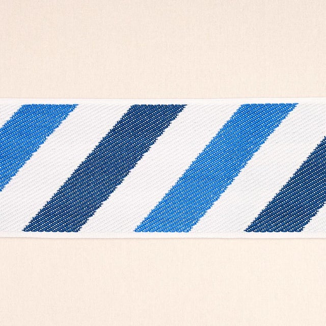 Schumacher Sample - Schumacher Airmail Ii Indoor/Outdoor Tape, Blue & Blue For Sale - Image 4 of 4