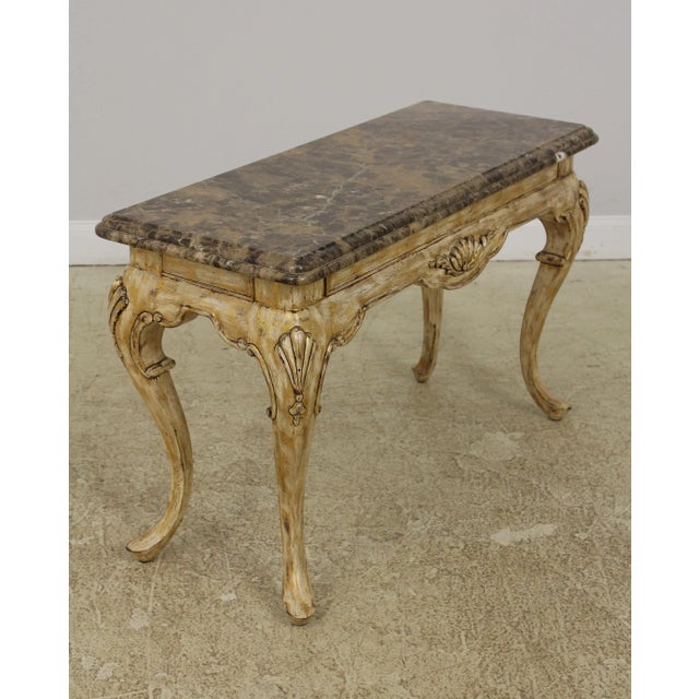 French Style Paint Decorated Base Marble Top Console Table Chairish