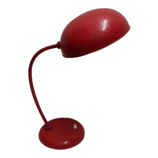 Pivotable Red Painted Metal Table Lamp, 1960s For Sale