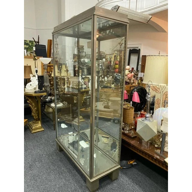 1930s Art Deco Skyscraper Design Nickeled Bronze Modernist Showcase For Sale - Image 4 of 10