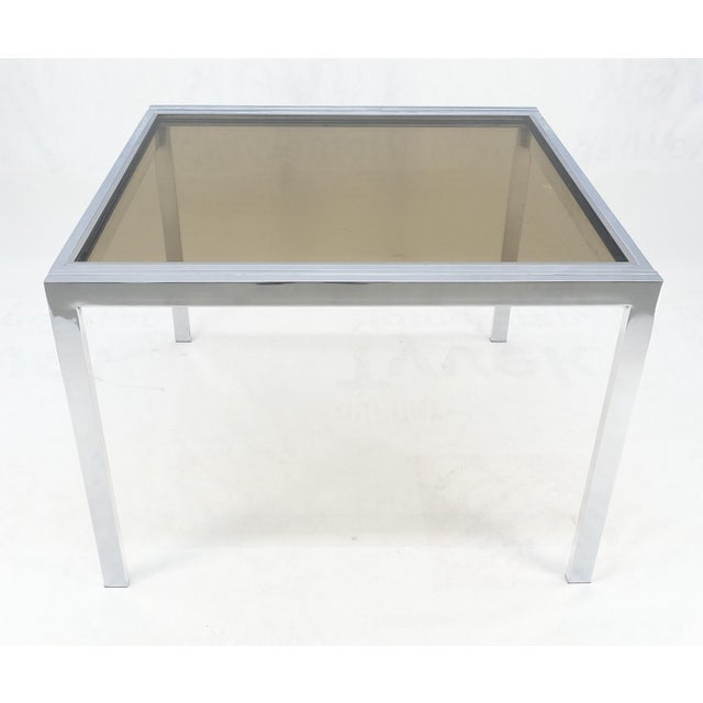 Flip Top 40" Square Crome Base Smoked Glass Top Dining Table 84" Extended Clean!