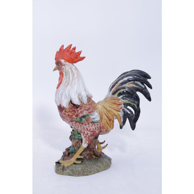 White Vintage Pair of Corbet Italian Majolica Porcelain Roosters - Signed For Sale - Image 8 of 18