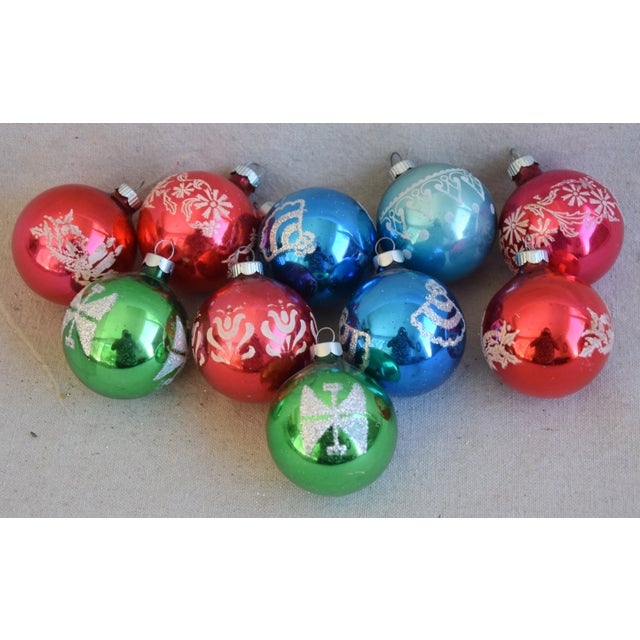 Metal Vintage Colorful Christmas Ornaments W/Box - Set of 10 For Sale - Image 7 of 8