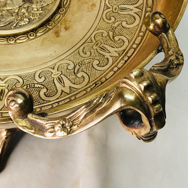 Castilian French Empire Style Brass Pedestal Center Bowl For Sale - Image 9 of 12