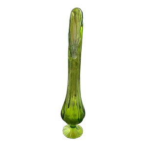Mid 20th Century Le Smith Olive Green Swung Glass Vase