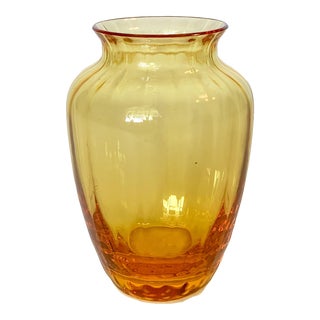 Vintage Baccarat French Crystal Light Amber Naiades Aquarelle Vase For Sale