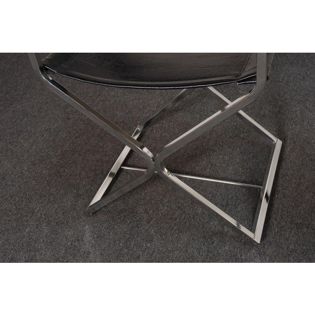 Pair of Vintage Chrome and Naugahyde Director's Chairs by Robert Kjer Jakobsen For Sale - Image 13 of 18