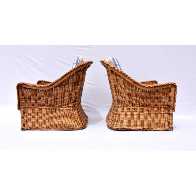 Wood 1980s Italian Wicker Works Braided Rattan Seating Set, 3 Pieces For Sale - Image 7 of 11