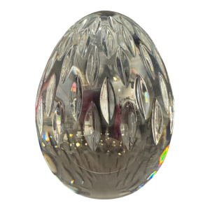 Mid 20th Century Baccarat Crystal Egg Paperweight Figurine France Cut Crystal