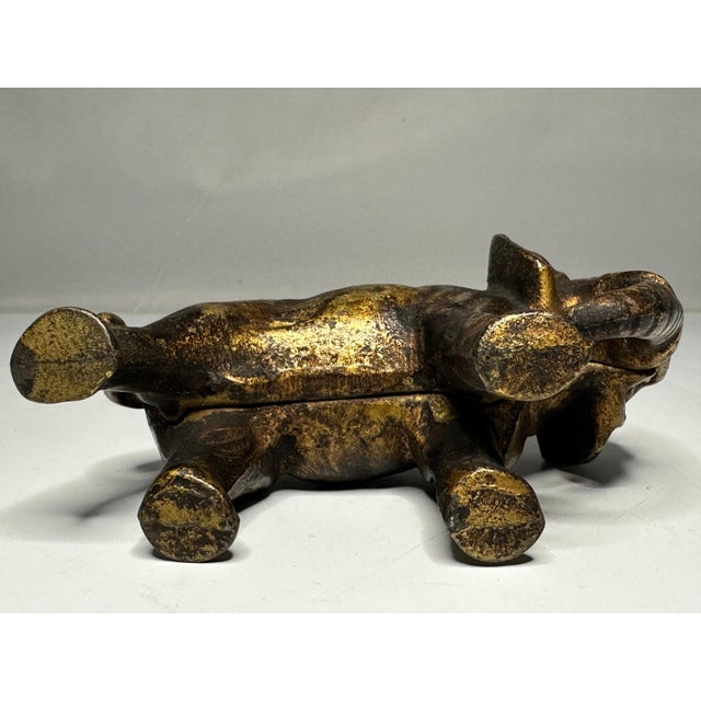 Gold Vintage Arcade Cast Iron Elephant Still Bank: Gold Accent, c.1910-1932 For Sale - Image 8 of 10