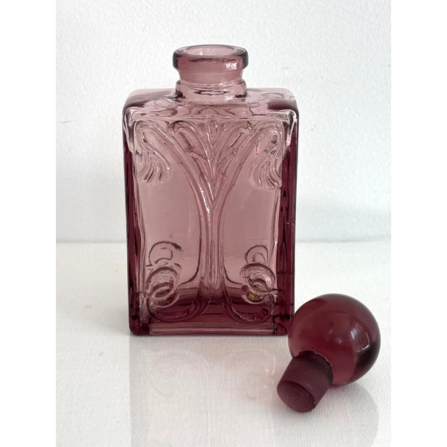 Lalique Late 20th Century Art Nouveau Mauve Glass Perfume Jar For Sale - Image 4 of 5