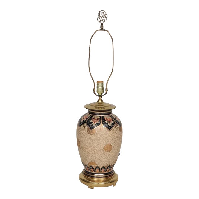 Floral Ceramic Table Lamp For Sale