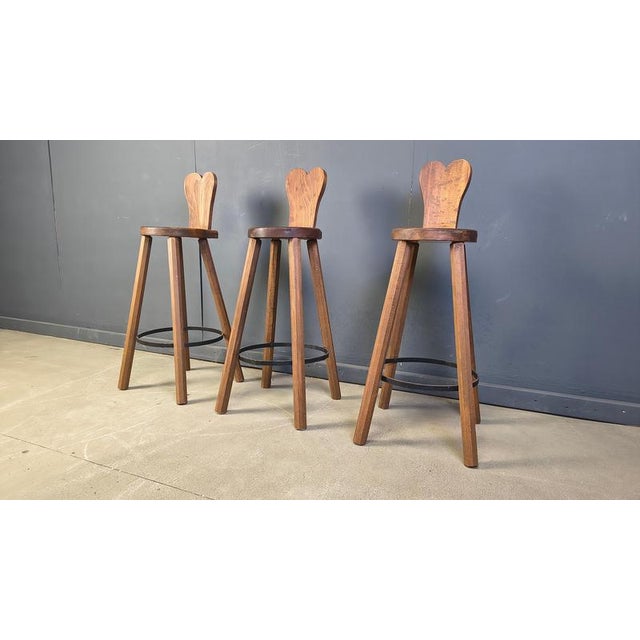 Vintage Brutalist Bar Stools, 1960s, Set of 3 For Sale - Image 6 of 12