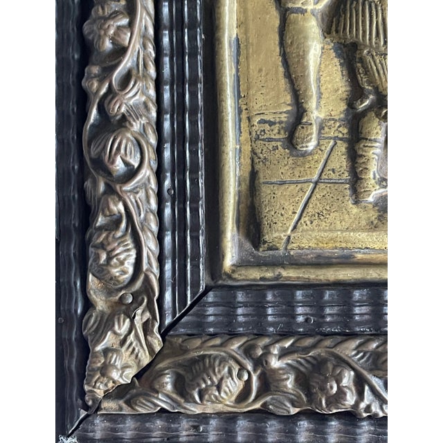Metal 19 Th C Antique Embossed Brass Wall Art Dutch For Sale - Image 7 of 7