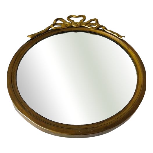 Vintage Baroque Round Brass Knitted Mirror, 1960s For Sale