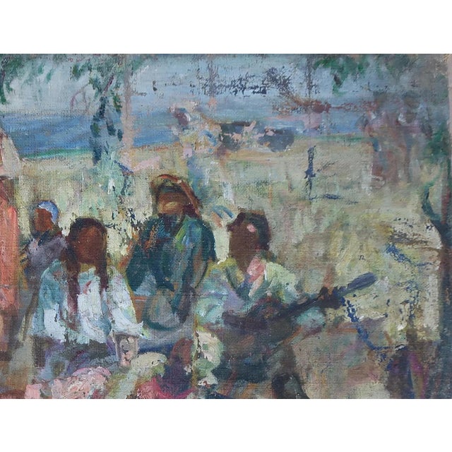 Campaign Soviet Era Oil Painting: Ukrainian Family Holiday, 1970s 54-70 For Sale - Image 3 of 6