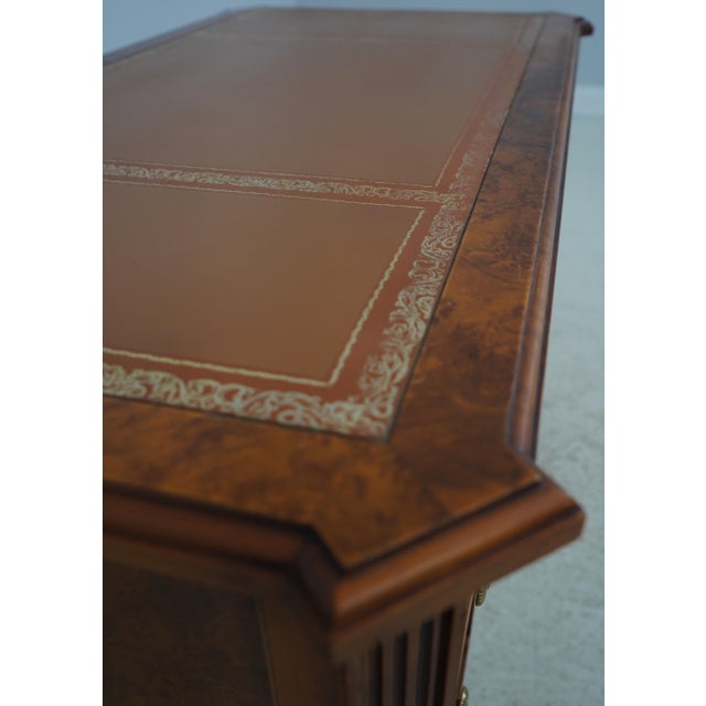Brown Italian Small Leather Top Walnut Writing Desk For Sale - Image 8 of 16